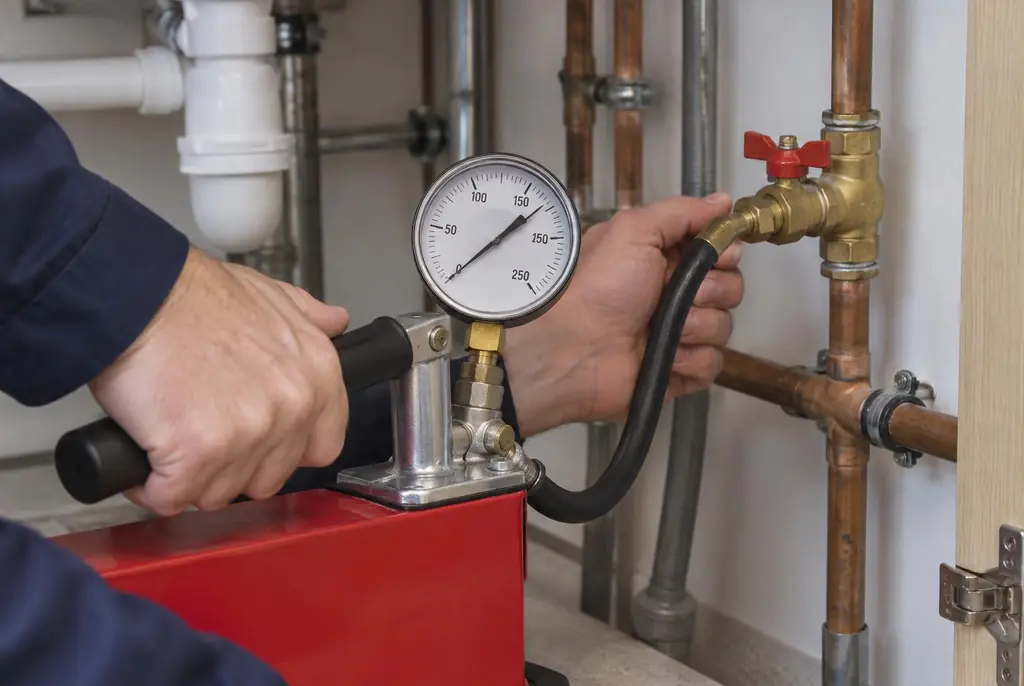 Lekdetectie Zwijndrecht – druktest op een waterleiding met een manometer